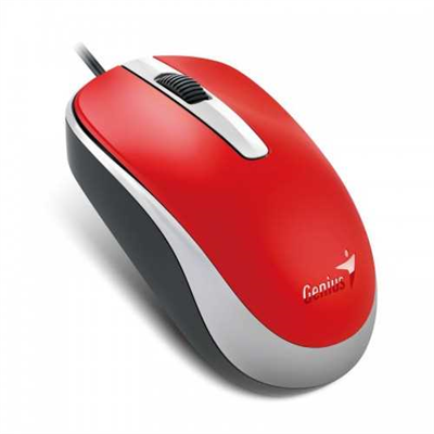 Genius Мышь DX-120, USB, G5, красная (red, optical 1000dpi, подходит под обе руки) - фото 2046804