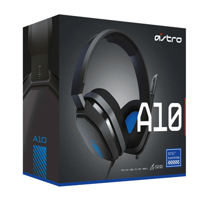 Logitech Гарнитура проводная игровая Astro Gaming A10 Headset PS4 GEN1 Grey/Blue, 3.5 MM 939-001531-mrv - фото 2063214