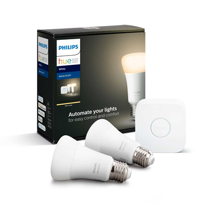 Philips Hue Набор из 2 белых ламп (929001821618) и блока управления освещением HUE (Беспроводной пульт управления для светового оборудования ) 929001821619-mrv4 - фото 2063990