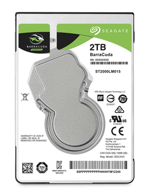 Seagate Жесткий диск Seagate BarraCuda ST2000LM015, 2TB, 2.5", 5400 RPM, SATA-III, 512e, 128MB, 7mm - фото 2108990