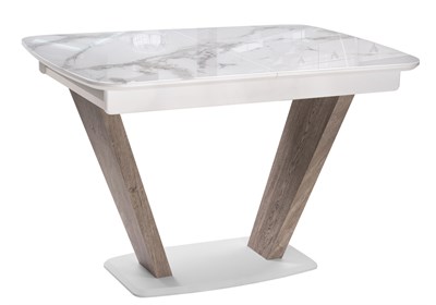 Стол на тумбе Петир дуб с пилением / белая шагрень 462110-mwdvl - фото 2623515