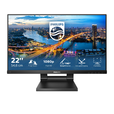 PHILIPS Монитор LCD 21.5'' 16:9 1920х1080(FHD) IPS, nonGLARE, TOUCH, 75 Hz, 250 cd/m2, H178°/V178°, 1000:1, 50М:1, 16.7M, 4ms, VGA, HDMI, DP, USB-Hub, Height adj, Tilt, Speakers, Black 222B1TC (00/01)-mrv - фото 3042735