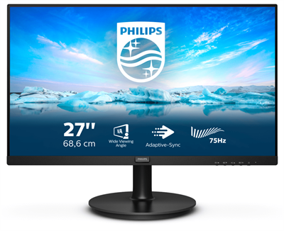 PHILIPS Монитор LCD 27'' 16:9 1920х1080(FHD) VA, nonGLARE, 250cd/m2, H178°/V178°, 3000:1, 20M:1, 16,7 миллионов цветов, 4ms, VGA, HDMI, DP, Tilt, Speakers, Audio out, Black 272V8LA (00/01)-mrv - фото 3042817