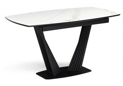 Керамический стол Вейл 140(180)х80 белый мрамор snow white / черный 614248-mwdvl - фото 3097893