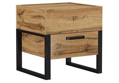 Прикроватная тумба Iris металл дуб вотан / черный муар 406523-mwdvl - фото 3097980