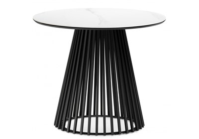 Керамический стол Нэнси 90х90х75 белый мрамор / черный 612876-mwdvl