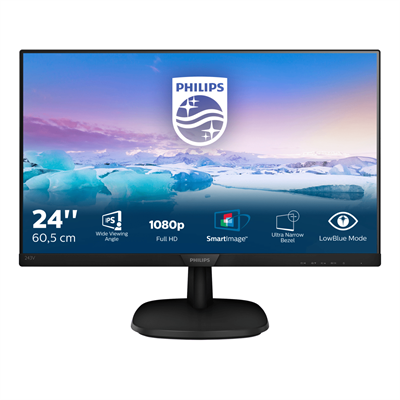 PHILIPS Монитор LCD 23.8'' 16:9 1920х1080(FHD) IPS, nonGLARE, 75 Hz, 250 cd/m2, H178°/V178°, 1000:1, 200M:1, 16.7M, 4ms, VGA, HDMI, DP, Tilt, Speakers, Black 243V7QJABF (00/01)-mrv - фото 3148023