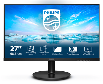 PHILIPS Монитор LCD 27'' [16:9] 1920х1080(FHD) VA, nonGLARE, 250cd/m2, H178°/V178°, 3000:1, 50М:1, 16,7 миллионов цветов, 4ms, VGA, HDMI, Tilt, Swivel, 3Y, Black 271V8L (00/01)-mrv1 - фото 3148085
