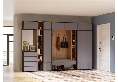 Модульная прихожая Роут венге / графит софт комплектация 2 596589-mwdvl - фото 3216020