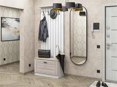 Прихожая  Стиль-01, каркас ЛДСП  Белый, фасад МДФ  Cappuccino Veralinga,  2070*800*380 sppr5VVTtoAR63297 - фото 3806050