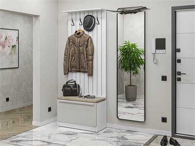 Прихожая  Стиль-01, каркас ЛДСП  Белый, фасад МДФ  Silky Light Grey,  2070*800*380 sppr5VVTtoAR68722 - фото 3806062