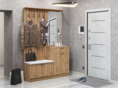 Прихожая  Стиль-02, каркас ЛДСП  Дуб Вотан, фасад ЛДСП  Wotan Oak 2S,  2090*1400*380 sppr5VVTtoAR59898 - фото 3806104