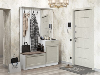 Прихожая  Стиль-02, каркас ЛДСП  Белый, фасад МДФ  Cappuccino Softwood,  2090*1400*380 sppr5VVTtoAR63302 - фото 3806159