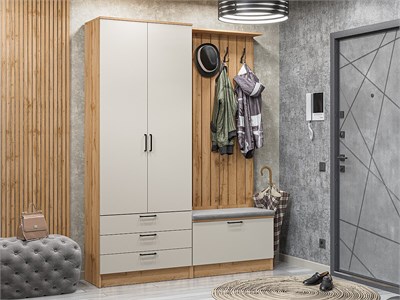 Прихожая  Стиль-03, каркас ЛДСП  Дуб Вотан, фасад ЛДСП  Cashmere In 2S,  2110*1600*380 sppr5VVTtoAR64964 - фото 3806183