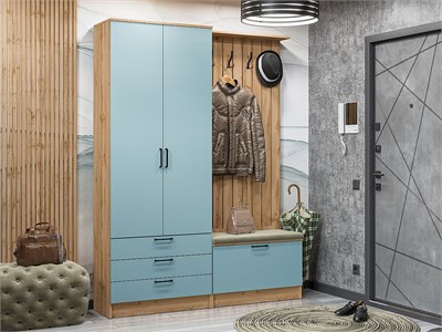 Прихожая  Стиль-03, каркас ЛДСП  Дуб Вотан, фасад ЛДСП  Grey-green In 2S,  2110*1600*380 sppr5VVTtoAR64965 - фото 3806187