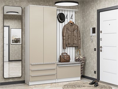 Прихожая  Стиль-03, каркас ЛДСП  Белый, фасад МДФ  Silky Grey,  2110*1600*380 sppr5VVTtoAR59899
