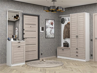 Прихожая  Стиль-04, каркас ЛДСП  Белый, фасад МДФ  Cappuccino Veralinga,  2110*2200*380 sppr5VVTtoAR59909 - фото 3806263