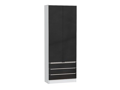 Шкаф двухстворчатый Стиль ШК-803 с ящиками Белый, Anthracite, каркас ЛДСП  Белый, фасад МДФ  Anthracite,  2110*800*376 sppr5VVTtoAR63285 - фото 3806425