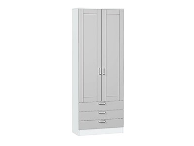 Шкаф двухстворчатый Стиль ШК-803 с ящиками Белый, Grey Silk, Лофт, каркас ЛДСП  Белый, фасад МДФ  Grey Silk,  2110*800*376 sppr5VVTtoAR74507 - фото 3806435