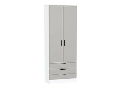Шкаф двухстворчатый Стиль ШК-803 с ящиками Белый, Grey Silk, Фрейм, каркас ЛДСП  Белый, фасад МДФ  Grey Silk,  2110*800*376 sppr5VVTtoAR74506 - фото 3806436