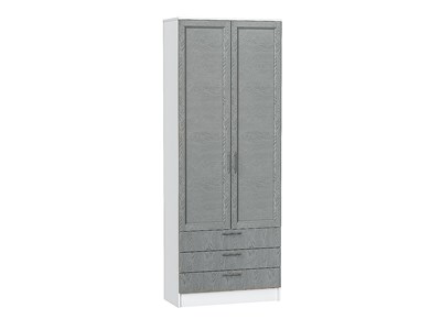 Шкаф двухстворчатый Стиль ШК-803 с ящиками Белый, Grey Softwood, каркас ЛДСП  Белый, фасад МДФ  Grey Softwood,  2110*800*376 sppr5VVTtoAR65666 - фото 3806437