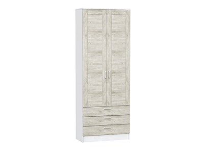 Шкаф двухстворчатый Стиль ШК-803 с ящиками Белый, Nordic Oak, каркас ЛДСП  Белый, фасад МДФ  Nordic Oak,  2110*800*376 sppr5VVTtoAR63258 - фото 3806439