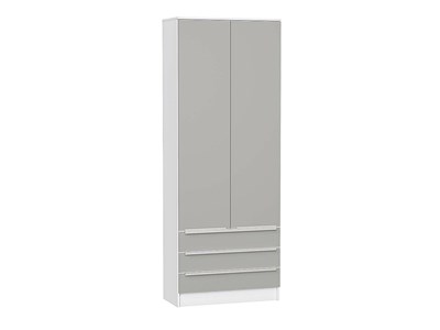 Шкаф двухстворчатый Стиль ШК-803 с ящиками Белый, Silky Light Grey, каркас ЛДСП  Белый, фасад МДФ  Silky Light Grey,  2110*800*376 sppr5VVTtoAR68718 - фото 3806442