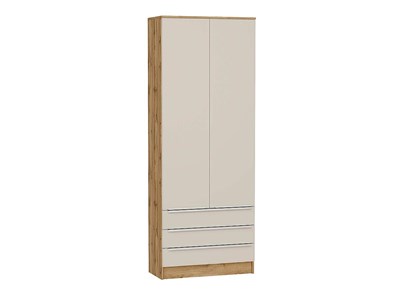 Шкаф двухстворчатый Стиль ШК-803 с ящиками Дуб Вотан, Cream Silk, Фьюжн, каркас ЛДСП  Дуб Вотан, фасад МДФ  Cream Silk,  2110*800*376 sppr5VVTtoAR74485 - фото 3806463