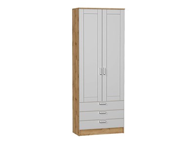 Шкаф двухстворчатый Стиль ШК-803 с ящиками Дуб Вотан, Grey Silk, Лофт, каркас ЛДСП  Дуб Вотан, фасад МДФ  Grey Silk,  2110*800*376 sppr5VVTtoAR74509 - фото 3806466