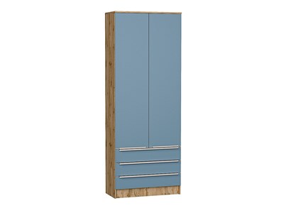 Шкаф двухстворчатый Стиль ШК-803 с ящиками Дуб Вотан, Silky Blue, каркас ЛДСП  Дуб Вотан, фасад МДФ  Silky Blue,  2110*800*376 sppr5VVTtoAR63275 - фото 3806471