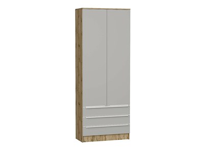 Шкаф двухстворчатый Стиль ШК-803 с ящиками Дуб Вотан, Silky Light Grey, каркас ЛДСП  Дуб Вотан, фасад МДФ  Silky Light Grey,  2110*800*376 sppr5VVTtoAR68719 - фото 3806473