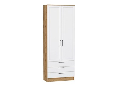 Шкаф двухстворчатый Стиль ШК-803 с ящиками Дуб Вотан, White Silkwood, каркас ЛДСП  Дуб Вотан, фасад МДФ  White Silkwood,  2110*800*376 sppr5VVTtoAR74542 - фото 3806481