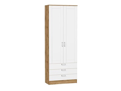 Шкаф двухстворчатый Стиль ШК-803 с ящиками Дуб Вотан, White Silk, Лофт, каркас ЛДСП  Дуб Вотан, фасад МДФ  White Silk,  2110*800*376 sppr5VVTtoAR74515 - фото 3806482