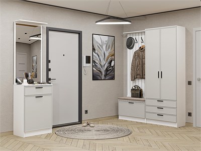 Прихожая  Стиль-04, каркас ЛДСП  Белый, фасад МДФ  Grey Silk,  2110*2200*380 sppr5VVTtoAR77451