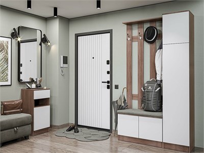 Прихожая  Холл-04, каркас ЛДСП  Ясень шимо темный, фасад МДФ  Silky White,  2024*1600*382 sppr5VVTtoAR68745 - фото 3806552