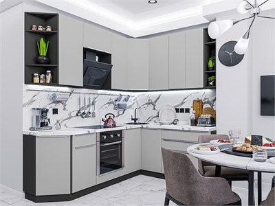 Кухонный гарнитур модульный Фьюжн-04, каркас ЛДСП  Graphite, фасад МДФ  Silky Light Grey,  2340*2200/1800*600 sppr5VVTtoAR66737 - фото 3809526