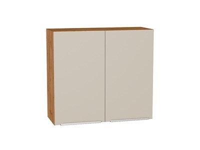 Кухонный  Шкаф верхний с 2-мя дверцами Фьюжн Дуб Вотан, Cream Silk, 720, 800, каркас ЛДСП  Дуб Вотан, фасад МДФ  Cream Silk,  716*800*320 sppr5VVTtoAR71936 - фото 3810320