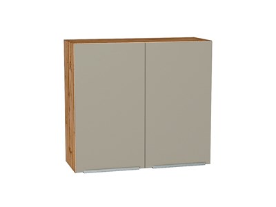 Кухонный  Шкаф верхний с 2-мя дверцами Фьюжн Дуб Вотан, Silky Grey, 720, 800, каркас ЛДСП  Дуб Вотан, фасад МДФ  Silky Grey,  716*800*320 sppr5VVTtoAR60818 - фото 3810332