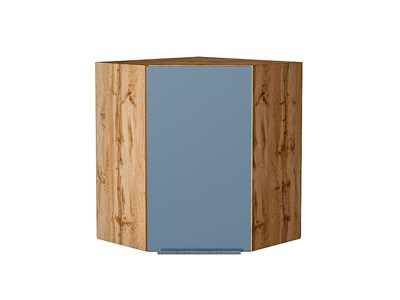 Кухонный  Шкаф верхний угловой Фьюжн Дуб Вотан, Silky Blue, 720, каркас ЛДСП  Дуб Вотан, фасад МДФ  Silky Blue,  716*600*600 sppr5VVTtoAR60909 - фото 3810506