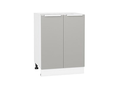 Кухонный  Шкаф нижний с 2-мя дверцами Фьюжн Белый, Silky Light Grey, 600, каркас ЛДСП  Белый, фасад МДФ  Silky Light Grey,  816*600*480 sppr5VVTtoAR66682 - фото 3810795