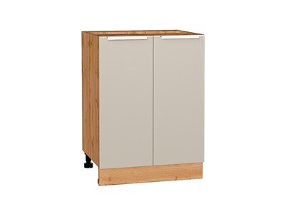 Кухонный  Шкаф нижний с 2-мя дверцами Фьюжн Дуб Вотан, Cream Silk, 600, каркас ЛДСП  Дуб Вотан, фасад МДФ  Cream Silk,  816*600*480 sppr5VVTtoAR71994 - фото 3810805