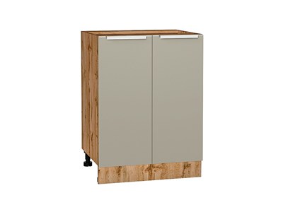 Кухонный  Шкаф нижний с 2-мя дверцами Фьюжн Дуб Вотан, Silky Grey, 600, каркас ЛДСП  Дуб Вотан, фасад МДФ  Silky Grey,  816*600*480 sppr5VVTtoAR61011 - фото 3810811
