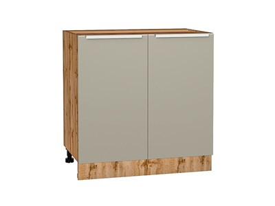 Кухонный  Шкаф нижний с 2-мя дверцами Фьюжн Дуб Вотан, Silky Grey, 800, каркас ЛДСП  Дуб Вотан, фасад МДФ  Silky Grey,  816*800*480 sppr5VVTtoAR61012 - фото 3810812