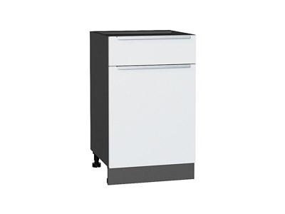 Кухонный  Шкаф нижний с 1-ой дверцей и ящиком Фьюжн Graphite, Silky White, 500, каркас ЛДСП  Graphite, фасад МДФ  Silky White,  816*500*480 sppr5VVTtoAR52135 - фото 3810845