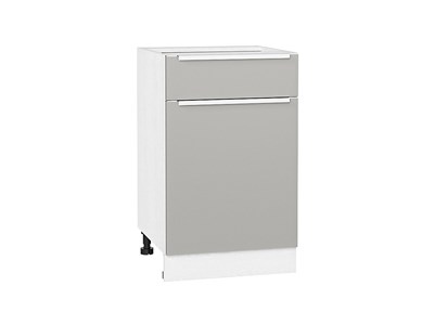 Кухонный  Шкаф нижний с 1-ой дверцей и ящиком Фьюжн Белый, Silky Light Grey, 500, каркас ЛДСП  Белый, фасад МДФ  Silky Light Grey,  816*500*480 sppr5VVTtoAR66647 - фото 3810866
