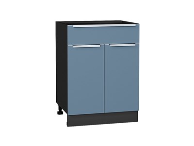 Кухонный  Шкаф нижний с 2-мя дверцами и ящиком Фьюжн Graphite, Silky Blue, 600, каркас ЛДСП  Graphite, фасад МДФ  Silky Blue,  816*600*480 sppr5VVTtoAR52205 - фото 3810908