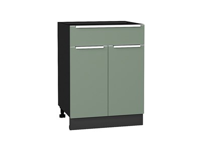 Кухонный  Шкаф нижний с 2-мя дверцами и ящиком Фьюжн Graphite, Silky Mint, 600, каркас ЛДСП  Graphite, фасад МДФ  Silky Mint,  816*600*480 sppr5VVTtoAR52203 - фото 3810914