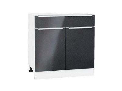 Кухонный  Шкаф нижний с 2-мя дверцами и ящиком Фьюжн Белый, Anthracite, 800, каркас ЛДСП  Белый, фасад МДФ  Anthracite,  816*800*480 sppr5VVTtoAR56609 - фото 3810921