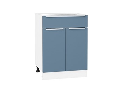 Кухонный  Шкаф нижний с 2-мя дверцами и ящиком Фьюжн Белый, Silky Blue, 600, каркас ЛДСП  Белый, фасад МДФ  Silky Blue,  816*600*480 sppr5VVTtoAR52204 - фото 3810926