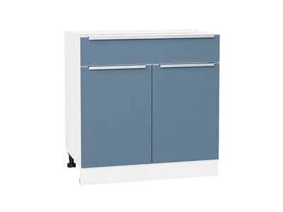 Кухонный  Шкаф нижний с 2-мя дверцами и ящиком Фьюжн Белый, Silky Blue, 800, каркас ЛДСП  Белый, фасад МДФ  Silky Blue,  816*800*480 sppr5VVTtoAR56605 - фото 3810927